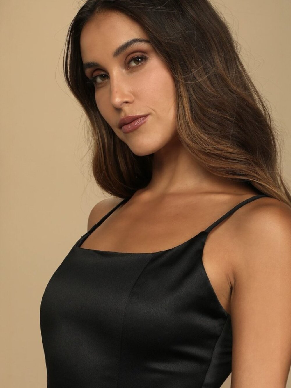 Lulus Too Haute to Handle Black Satin Skater Dress NWT - Picture 3 of 8